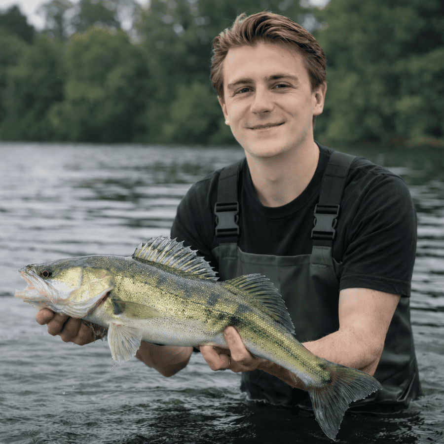 daan met een gevangen vis
