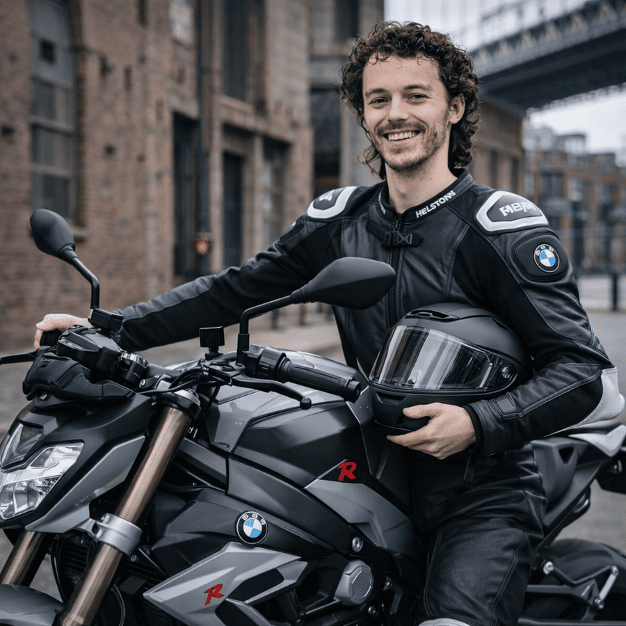 mitch als motorrijder